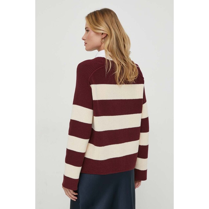 Bavlnený sveter Tommy Hilfiger bordová farba,teplý,WW0WW40751
