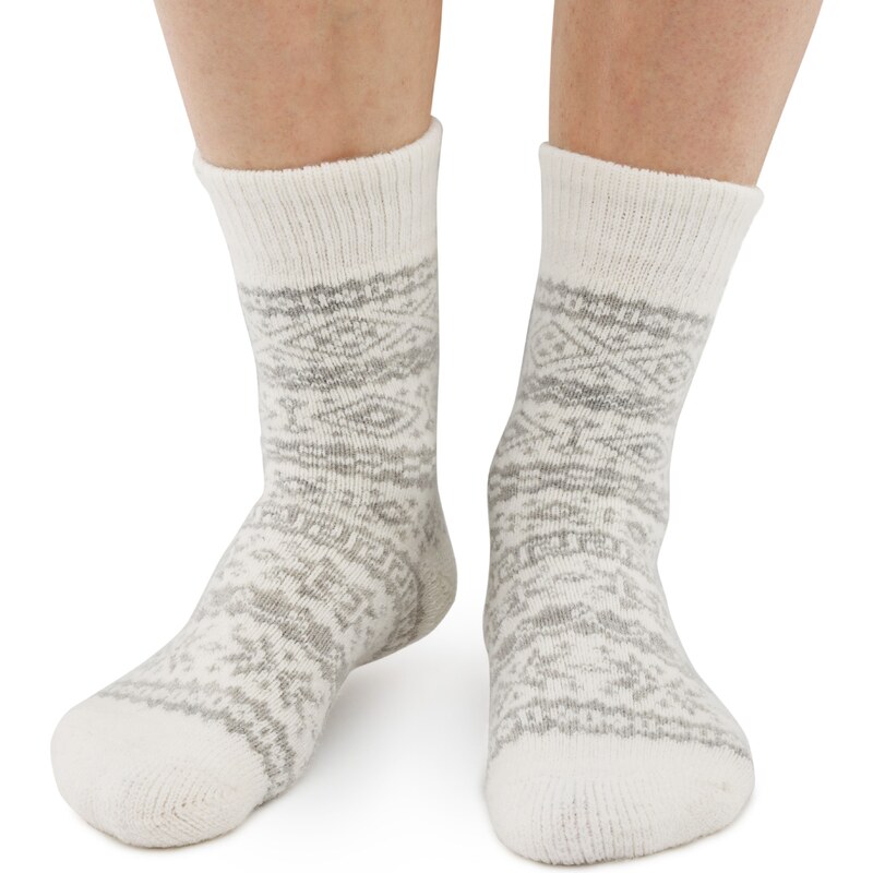 Vlnka Ovčie ponožky Merino s nórskym vzorom sivá