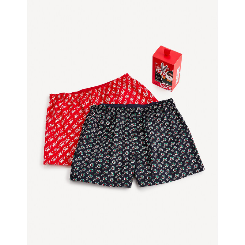 Súprava dvoch farebných pánskych vianočných trenírok v darčekovom 50602104