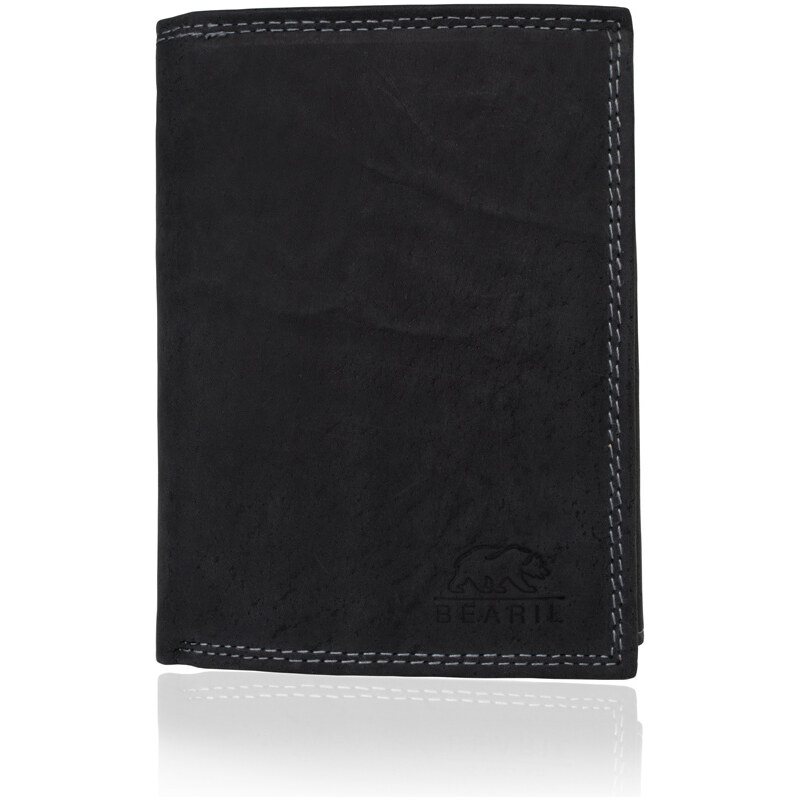 Pánska kožená peňaženka v čiernej farbe - A
