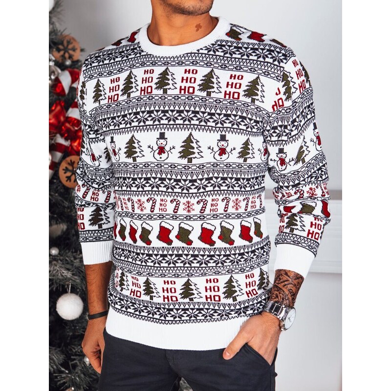 Dstreet Originálny biely vianočný sveter 47774083