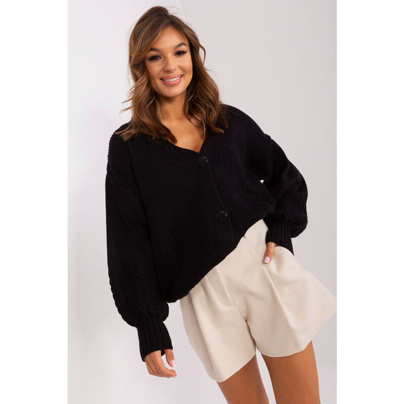 Glara Krátky vlnený sveter s velkými gombíkmi 47783982