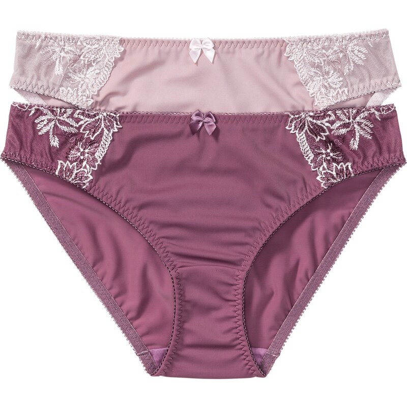 bonprix Nohavičky s jemnou výšivkou (2 ks), farba fialová 44732118