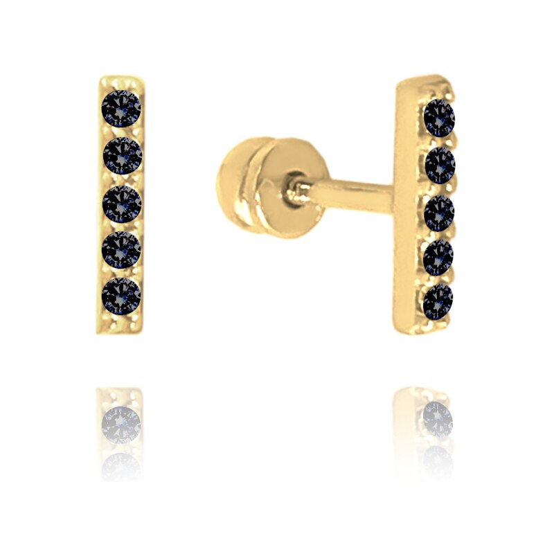 OLIVIE MINET Zlaté náušnice s černými zirkony Au 585/1000 64933765