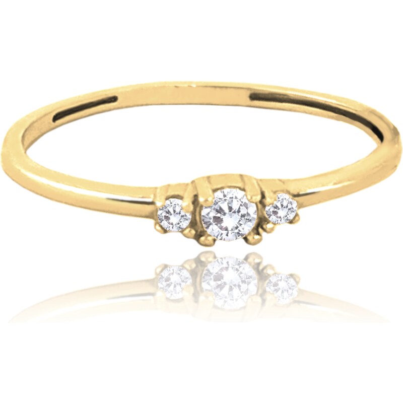 MINET Zlatý zásnubný prsteň s bielymi zirkónmi Au 585/1000 veľkosť 53 - 0,75g