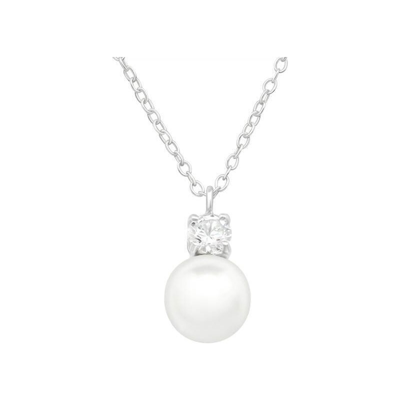 Strieborný náhrdelník Ball white