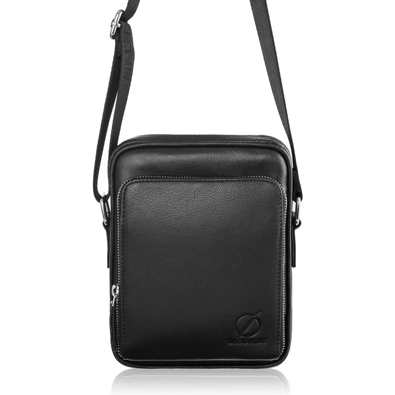 Brødrene Pánska kožená crossbody taška g-07 | čierna G-07/BLACK 37448389