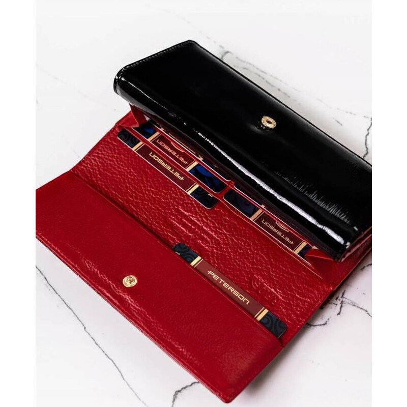 PETERSON-dámska peňaženka-červeno-čierna odysea-štýlový sprievodca vášho vlastného príbehu luxusu a elegancie