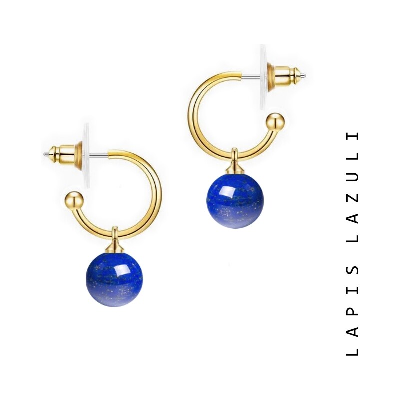 Taboo náušnice zlaté polkruhy Spirit of Nature Lapis lazuli tbe012 48257185