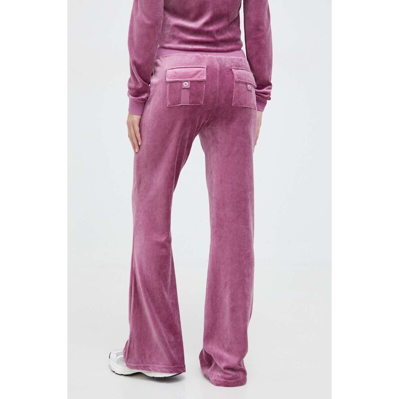 Velúrové tepláky Juicy Couture ružová farba, jednofarebné