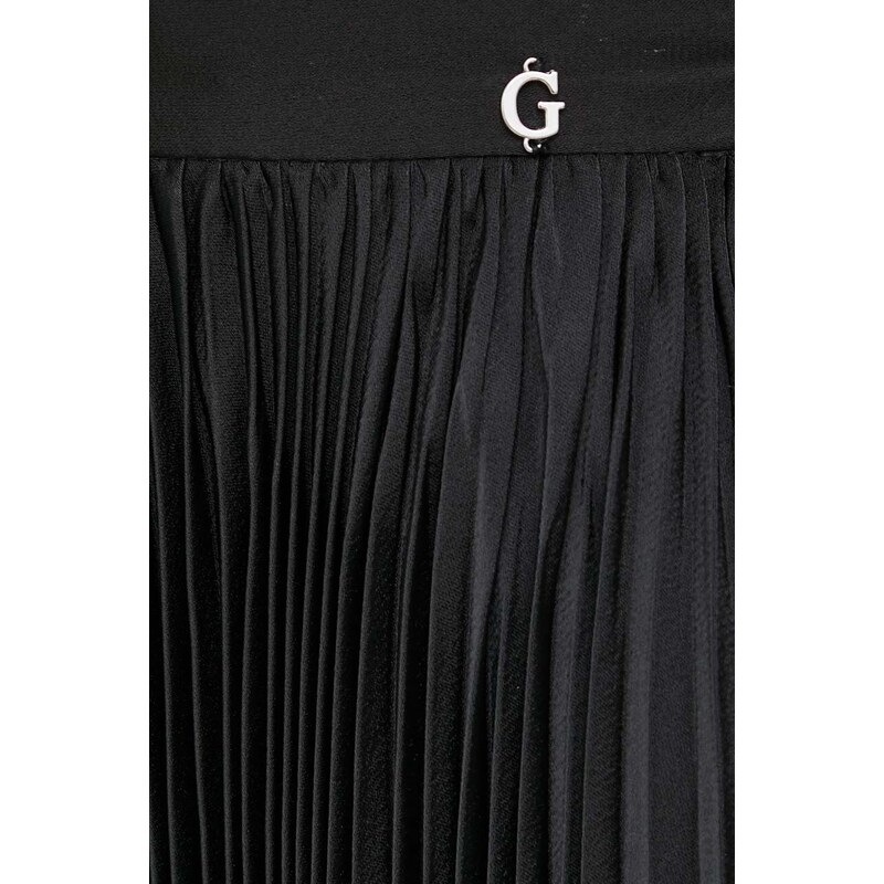 Sukňa Guess IRINA čierna farba, midi, áčkový strih, W4RD85 WFXF2