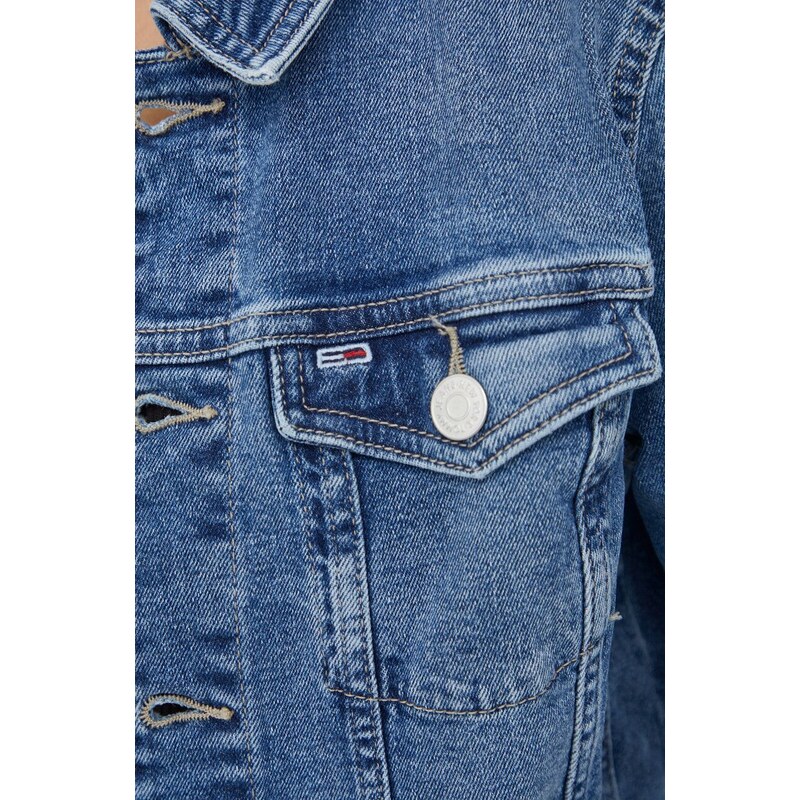 Rifľová bunda Tommy Jeans dámska, prechodná, DW0DW17213