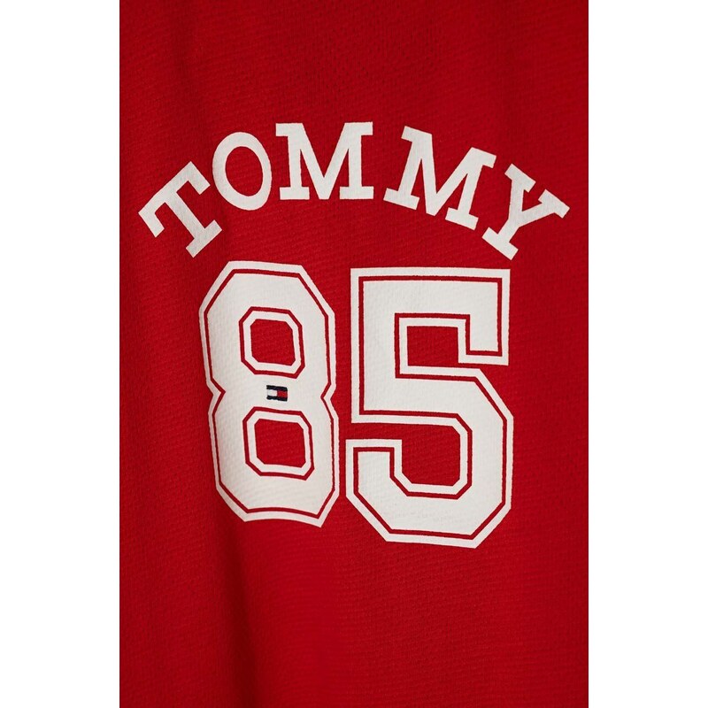 Detské bavlnené tričko Tommy Hilfiger červená farba, s potlačou