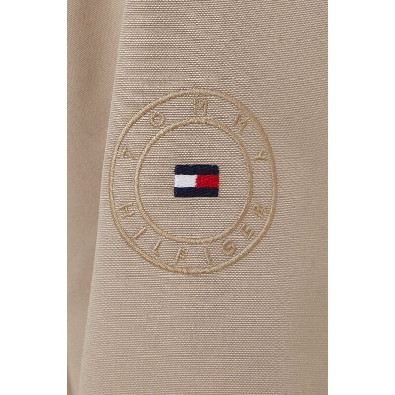 Kabát Tommy Hilfiger dámsky,béžová farba,prechodný,WW0WW41164