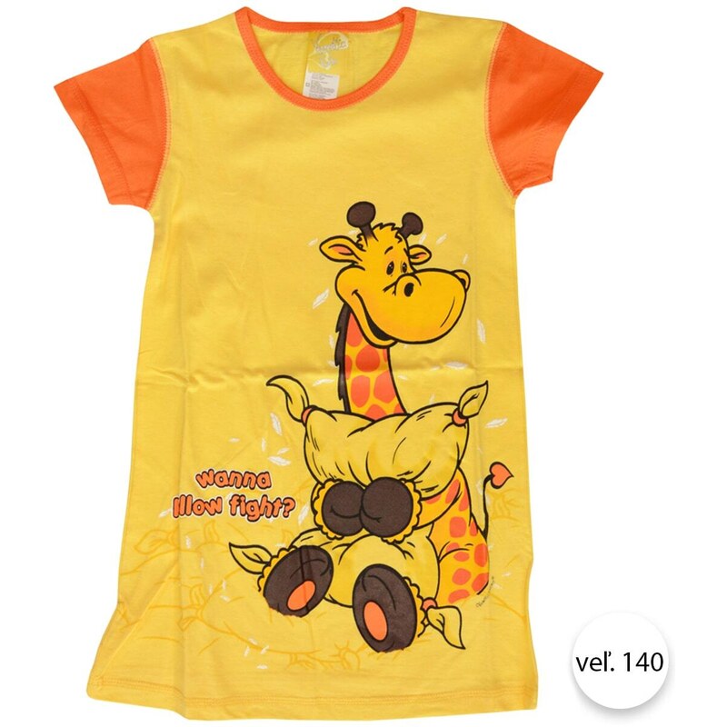 Dievčenská nočná košeľa ŽIRAFKA-3, veľ.140, žltá, Vienetta Secret