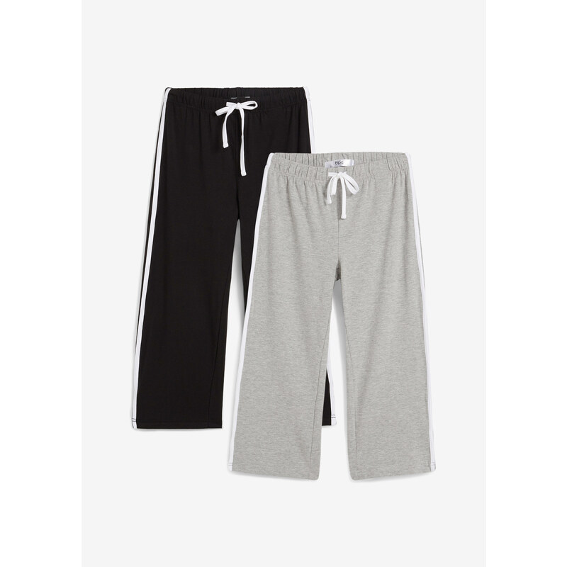 bonprix Capri nohavice z bavlny so strečom (2 ks), farba čierna 44732213