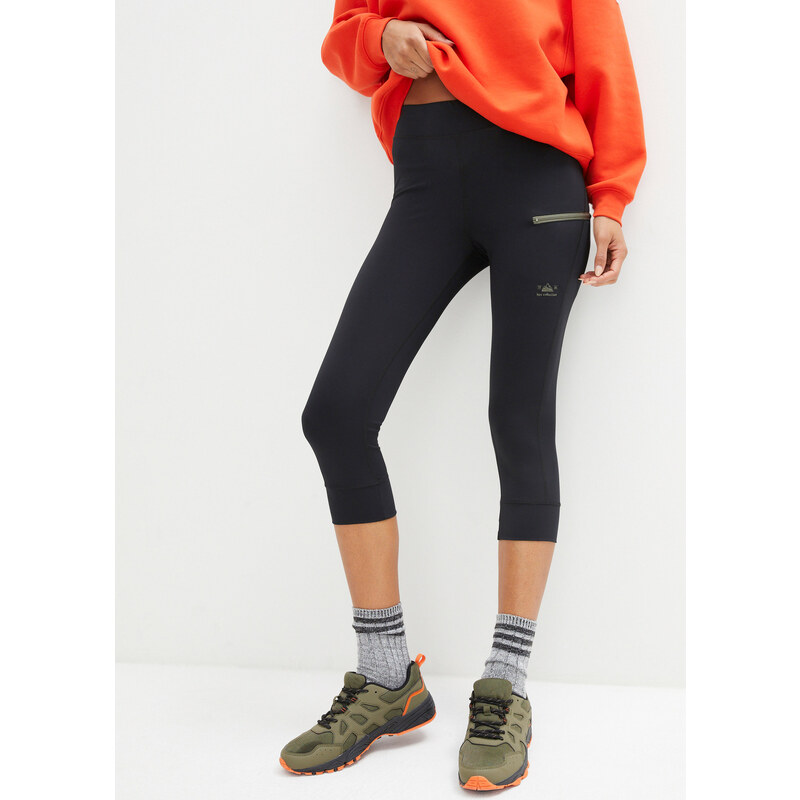 bonprix Funkčné capri legíny, rýchlo schnúce, farba čierna 44814730
