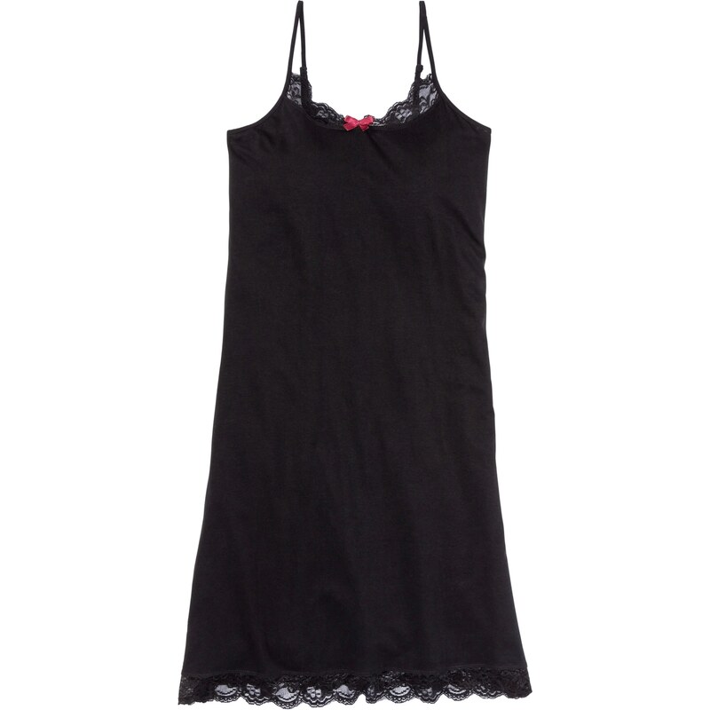 bonprix Nočná košeľa, krátka, s jemnou čipkou, farba čierna 44742710