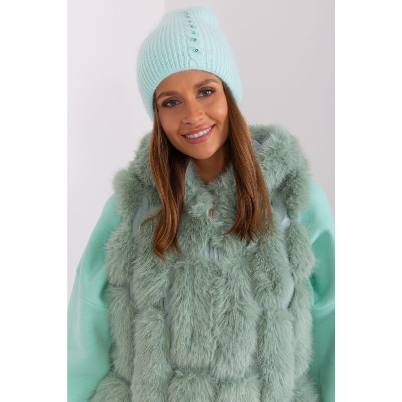 MladaModa Dámska čiapka so zirkónmi model 32811 mentolová 47169210