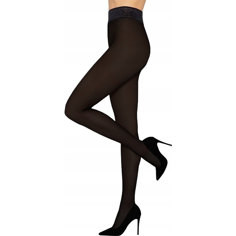 Čierne pančuchy s čipkou v páse Gatta Softi-Comfi 50 den 47888836