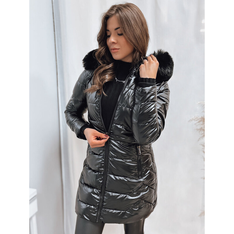 SHINE Women's Quilted Winter Jacket Black Dstreet