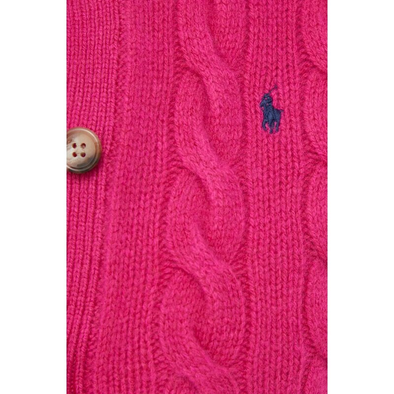 Vlnený kardigán Polo Ralph Lauren ružová farba,211910443