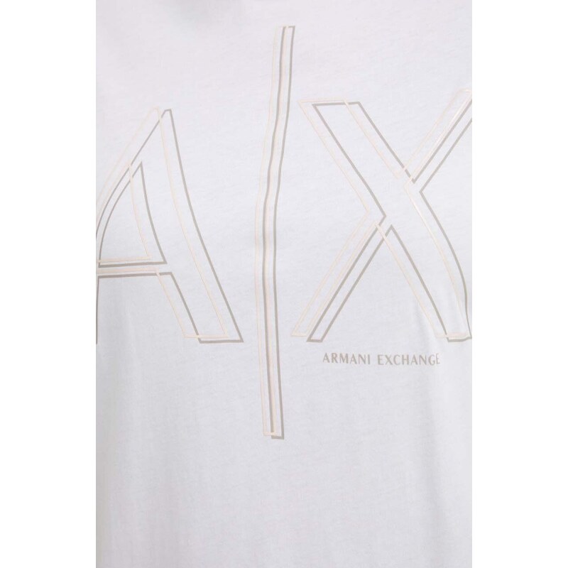 Bavlnené šaty Armani Exchange biela farba, mini, rovný strih, 3DYA70 YJ3RZ