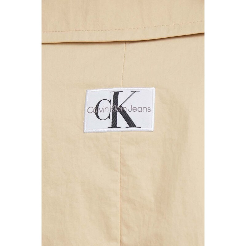 Trenčkot Calvin Klein Jeans dámsky,béžová farba,prechodný,J20J222582