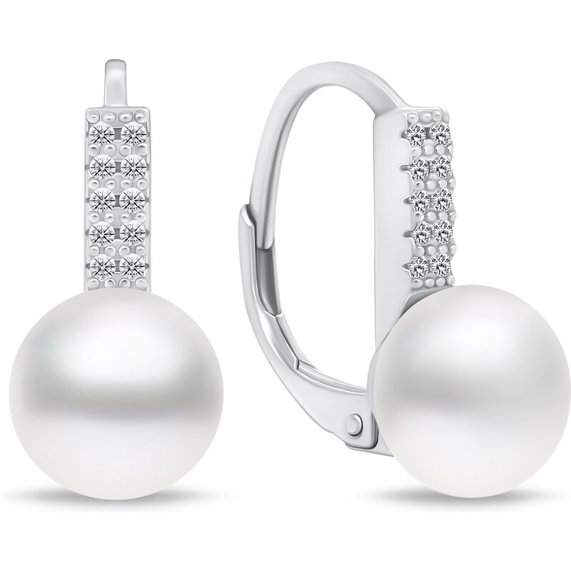 Brilio Silver Krásne strieborné náušnice s perlami a zirkónmi EA94 66582954