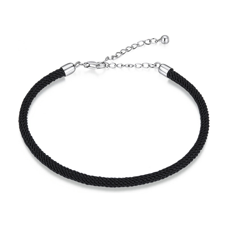 Ligot Strieborný náramok čierna šnúrka 47927858