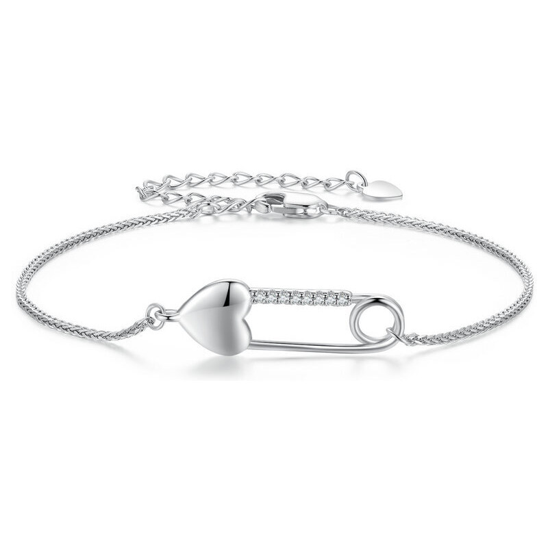 Ligot Strieborný náramok srdcová zicherka 47927850