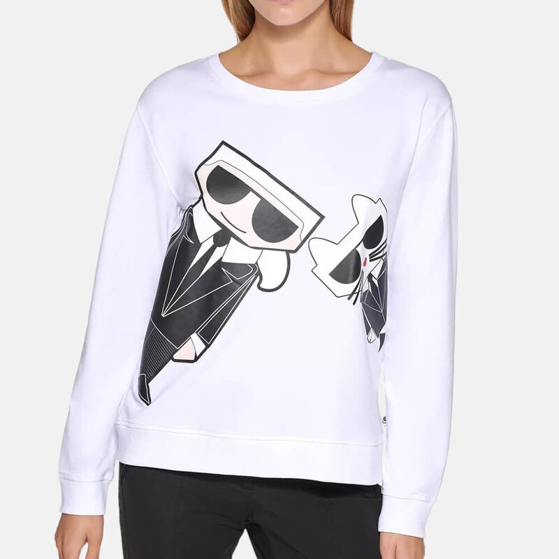 Dámská bílá mikina Karl Lagerfeld Black Tie Emoji 55662 47928152