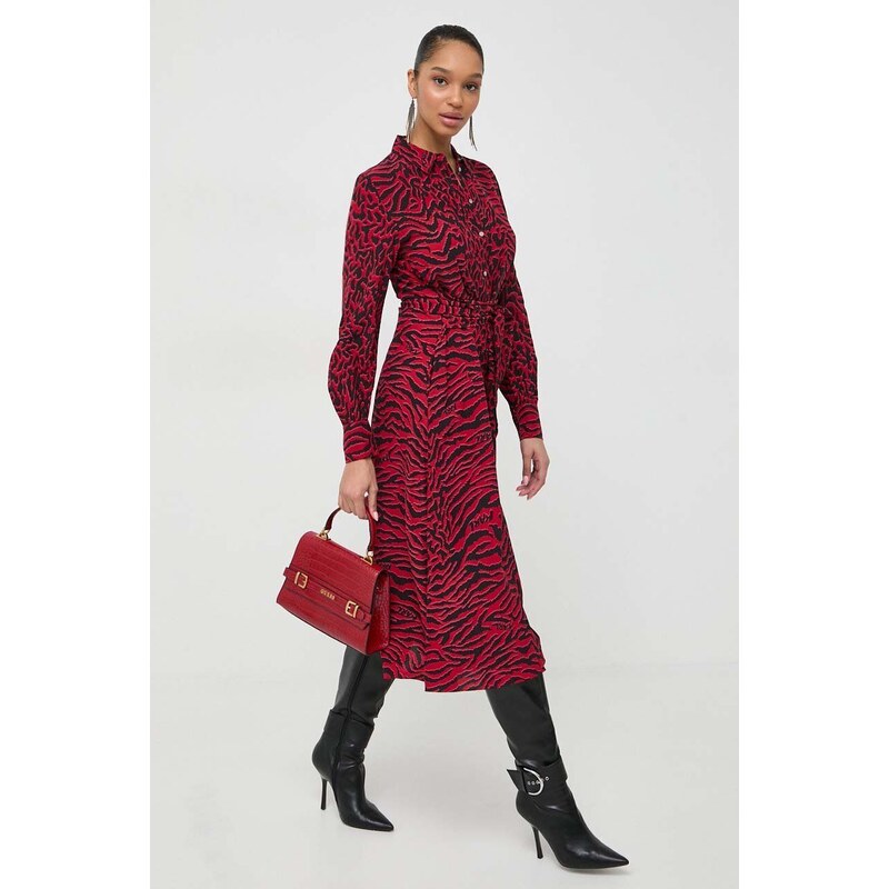 Šaty Karl Lagerfeld červená farba, midi, áčkový strih