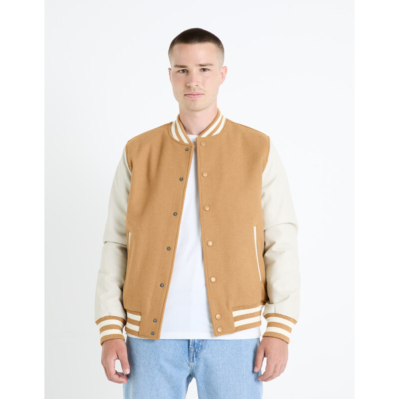 Béžový pánsky bomber s prímesou vlny Celio Fuvarsi 50562421
