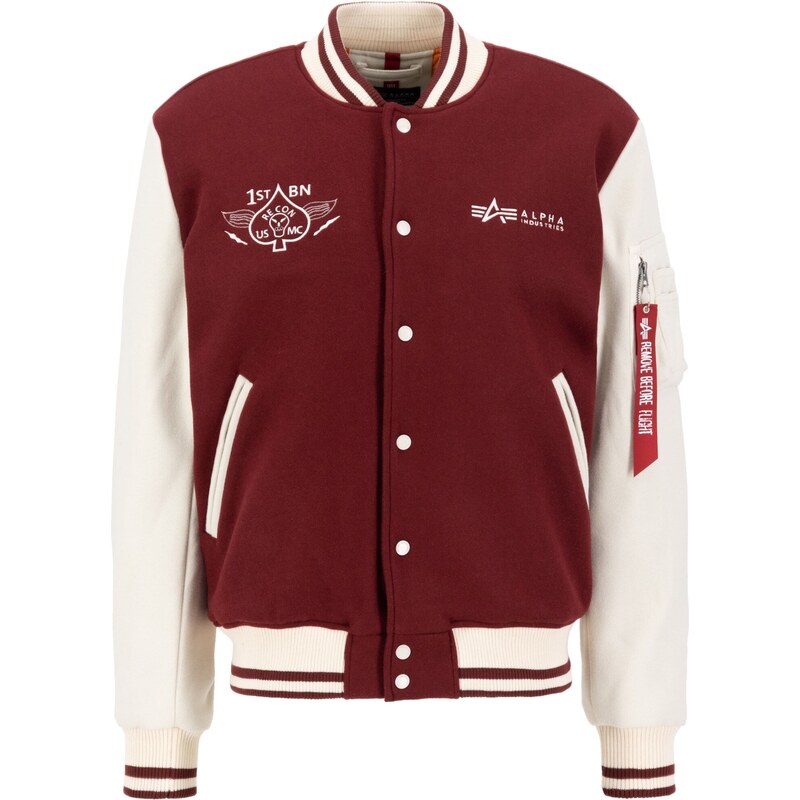ALPHA INDUSTRIES Prechodná bunda Varsity Air Force burgundská / biela 54267282