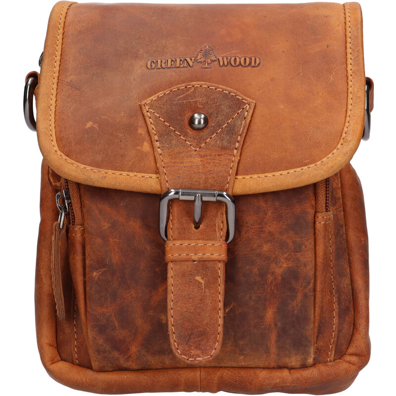 Pánska kožená taška cez rameno Greenwood Damian - koňak 48199311