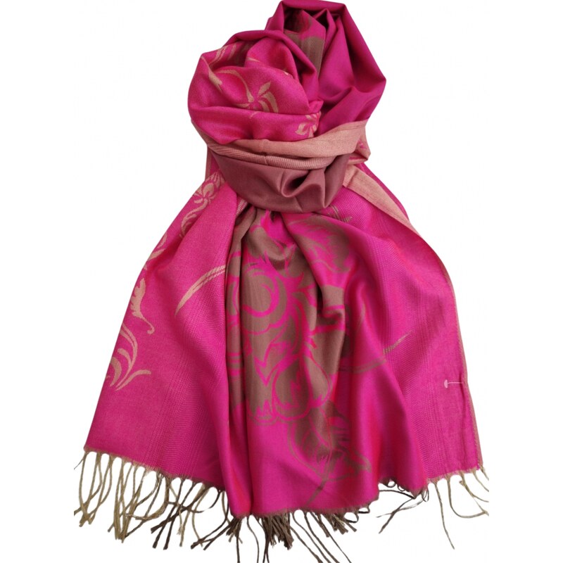 Katrins Fashion Kašmírový cyklámenový dámsky šál 66804576