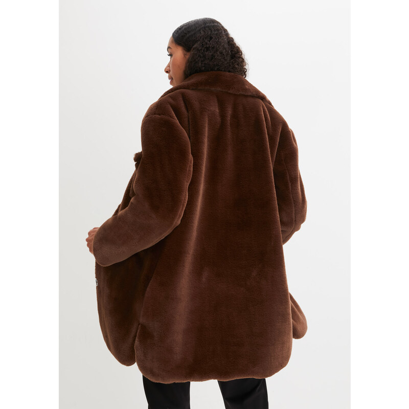 bonprix Kabát z umelej kožušiny, farba hnedá