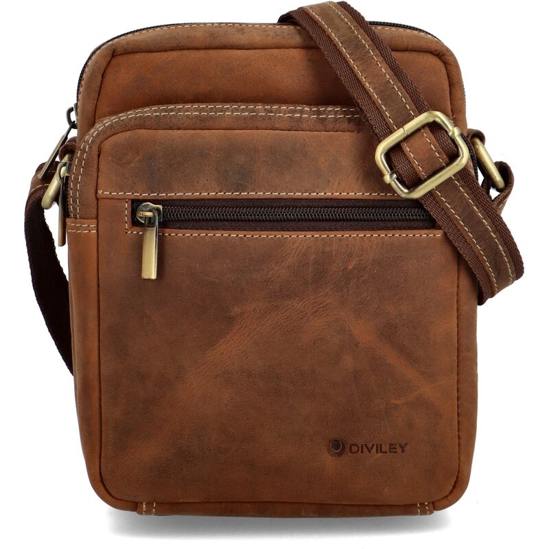 Luxusná pánska kožená crossbody Diviley Roonak, hnedá 67601750