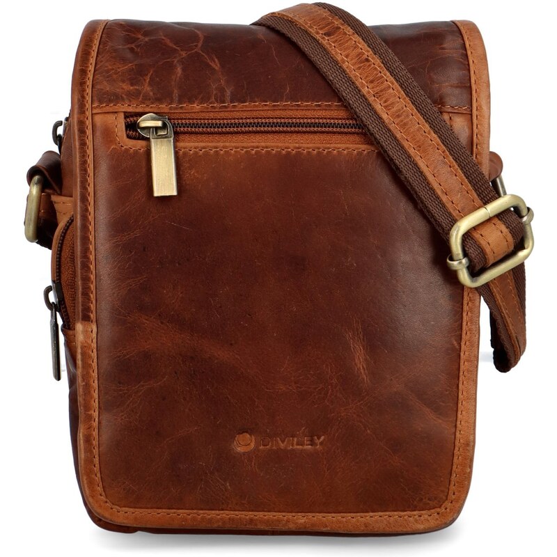Luxusná pánska kožená crossbody Diviley Laheem, koňaková 67405061