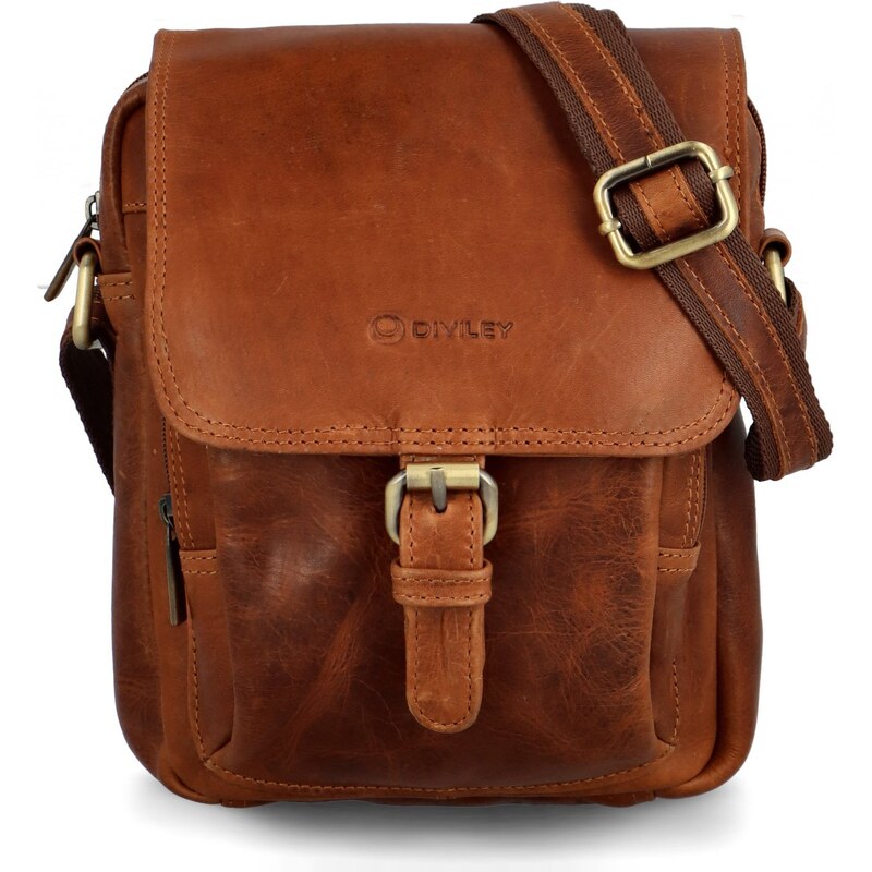 Luxusná pánska kožená crossbody Diviley Dettrio, koňaková 66562355