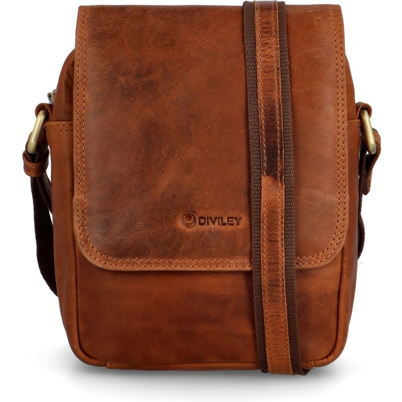 Luxusná pánska kožená crossbody Diviley Bronn, koňaková 66562358