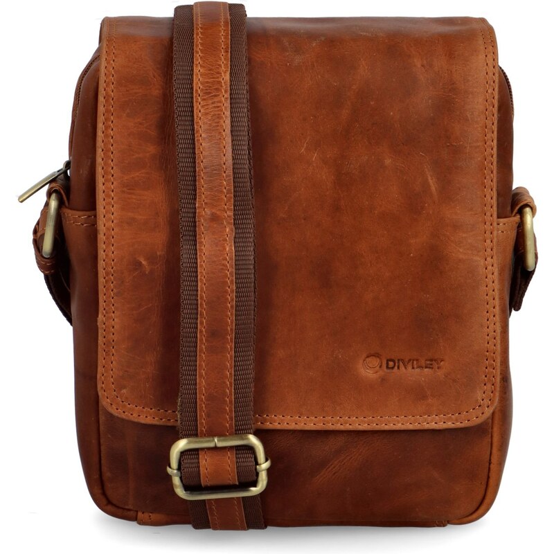 Luxusná pánska kožená crossbody Diviley Chrisben, koňaková 66562655