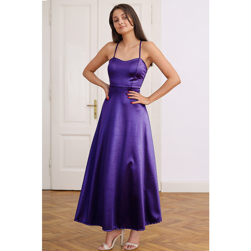 Glara Šnurovacie dlhé šaty s odhaleným chrbtom 47972898