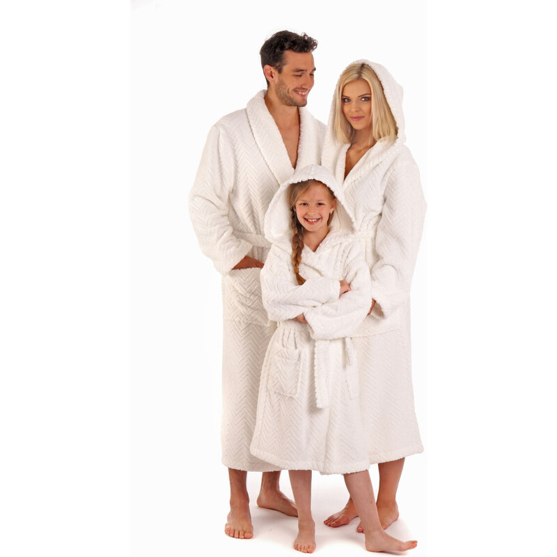 VÝPREDAJ - Unisex župan so šálovým golierom Athena 2116 0100 White - 49792280