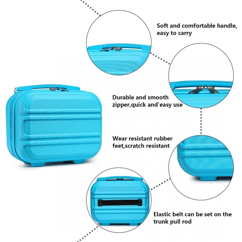 KONO Set 4 cestovných kufrov Ariel, modrý