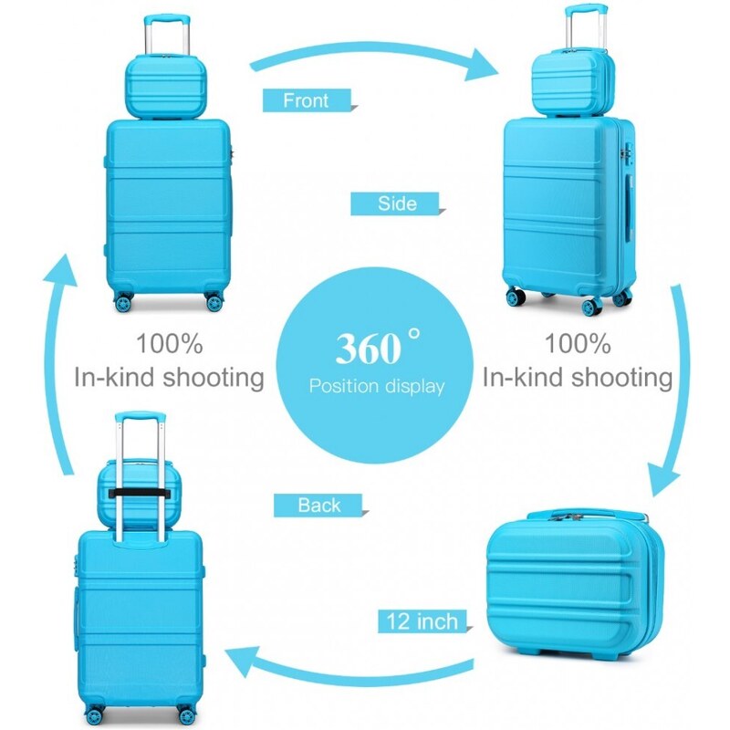 KONO Set 4 cestovných kufrov Ariel, modrý
