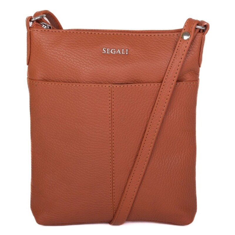 SEGALI Dámska kožená crossbody kabelka 7001 B cuoio 66581906