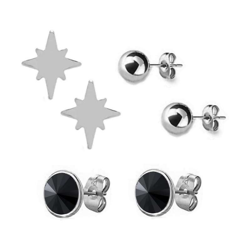 SWAROVSKI Elements Swarovski e. set troch párov náušníc Nox, čierna 48024774
