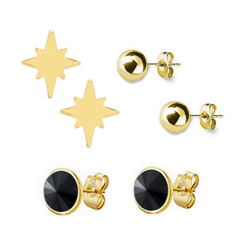 SWAROVSKI Elements Swarovski e. set troch párov náušníc Nox, čierna 48024775